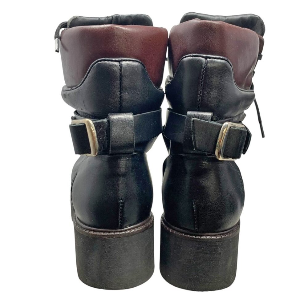 ZARA Black Leather Lace Up Wedge Mountain‎ Booties - Picture 6 of 12